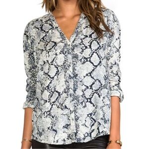 Joie Black and White Snakeskin Blouse